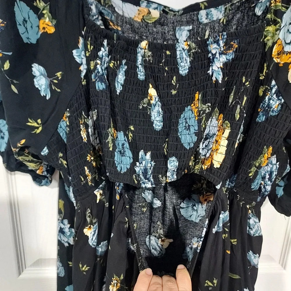 NWOT Maurices Black Floral Pleated Puff Sleeve Mini Dress in Size 3X - Picture 10 of 11